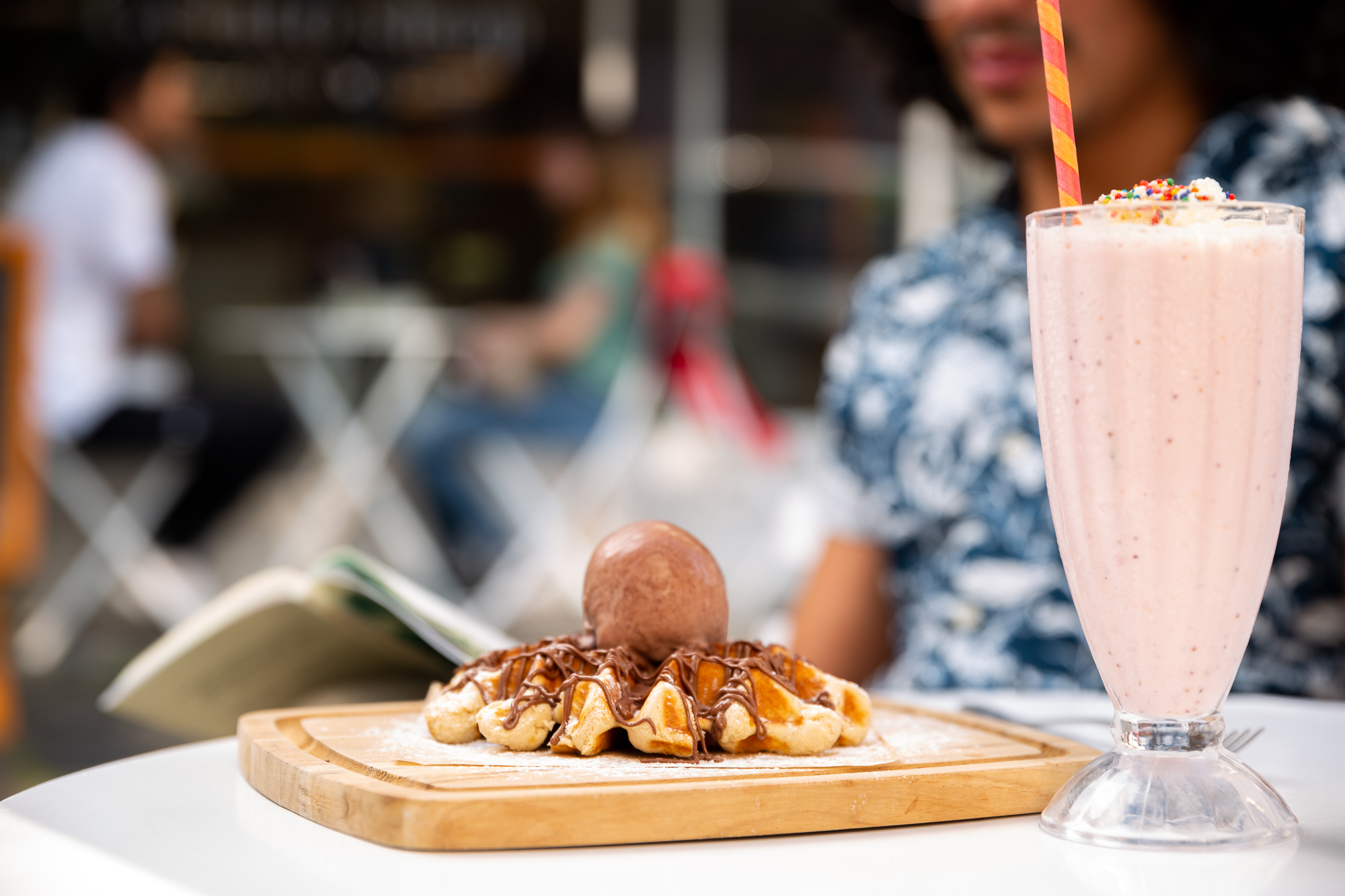 Waffle con helado